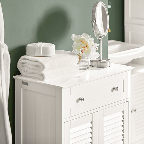 Rootz MDF Sideboard - Bathroom Dresser - Storage Cabinet - Air-Permeable Slatted Doors - Mold Prevention - Versatile Use - 60cm x 87cm x 35cm