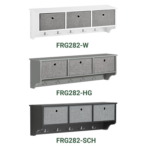 Rootz Wall Coat Rack with Storage - Key Organizer - Entryway Shelf - FSC Certified - 100x30x20 cm - Eco-Friendly Honeycomb Packaging