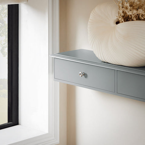 Rootz Floating Shelf with Drawers - Wall-Mounted Storage - Hanging Closet Organizer - Space-Saving Design - Integrated Stoppers - Light Gray - 64cm x 10cm x 15cm