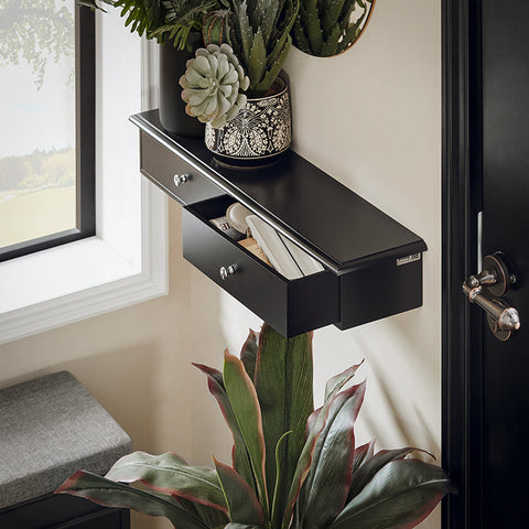 Rootz Floating Shelf with Drawers - Wall-Mounted Storage - Hanging Closet Organizer - Modern Design - Space-Saving - Ideal for Hallways, Bathrooms, Apartments - MDF Construction - 64cm x 10cm x 15cm