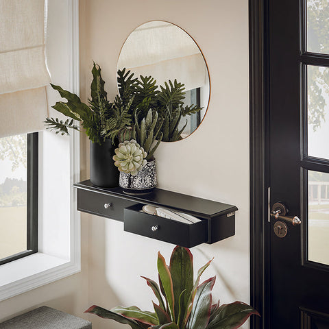 Rootz Floating Shelf with Drawers - Wall-Mounted Storage - Hanging Closet Organizer - Modern Design - Space-Saving - Ideal for Hallways, Bathrooms, Apartments - MDF Construction - 64cm x 10cm x 15cm