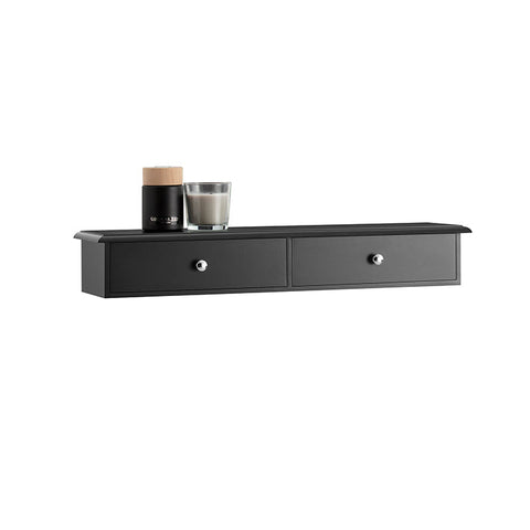 Rootz Floating Shelf with Drawers - Wall-Mounted Storage - Hanging Closet Organizer - Modern Design - Space-Saving - Ideal for Hallways, Bathrooms, Apartments - MDF Construction - 64cm x 10cm x 15cm