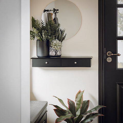 Rootz Floating Shelf with Drawers - Wall-Mounted Storage - Hanging Closet Organizer - Modern Design - Space-Saving - Ideal for Hallways, Bathrooms, Apartments - MDF Construction - 64cm x 10cm x 15cm