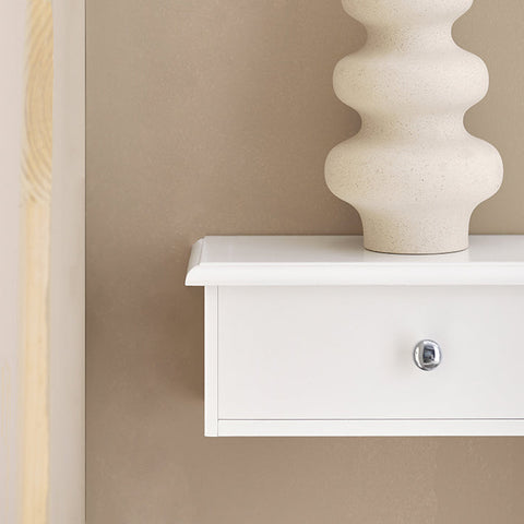 Rootz Floating Shelf with Drawers - Wall-Mounted Storage - Hanging Drawer - Sleek Modern Design - Sturdy MDF Construction - Ideal for CDs, Books, Decor - Features Safety Drawer Stoppers - White - 64cm x 15cm x 10cm