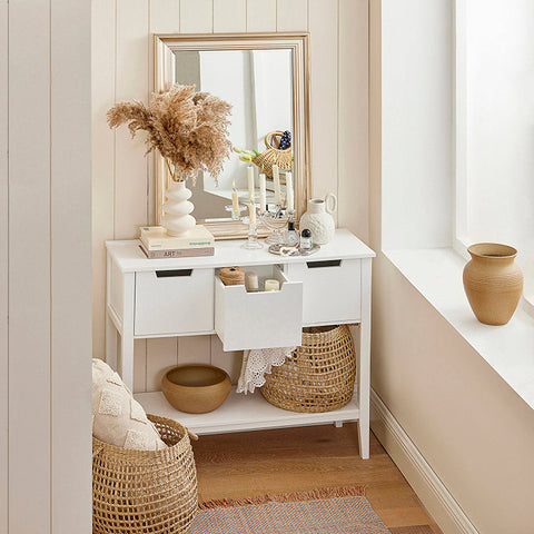 Rootz Modern Console Table FSB51-W - Sideboard - Hall Table - Durable MDF Construction - Spacious Storage - Scratch-Resistant - 93cm x 79cm x 33cm