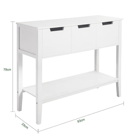 Rootz Modern Console Table FSB51-W - Sideboard - Hall Table - Durable MDF Construction - Spacious Storage - Scratch-Resistant - 93cm x 79cm x 33cm