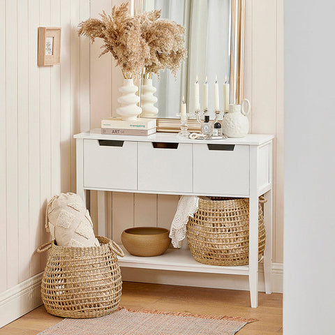 Rootz Modern Console Table FSB51-W - Sideboard - Hall Table - Durable MDF Construction - Spacious Storage - Scratch-Resistant - 93cm x 79cm x 33cm