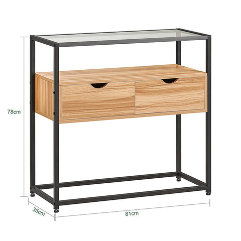 Rootz Modern Sideboard Console Table - Hall Table - Side Table - Glass Top - Spacious Storage - Sturdy Design - Adjustable Feet - 81cm x 78cm x 35cm
