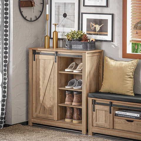 Rootz Modern Sideboard with Sliding Door - Dresser - Shoe Cabinet - Versatile Storage - PB(E1) Material - 80cm x 91cm x 35cm