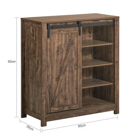 Rootz Modern Sideboard with Sliding Door - Dresser - Shoe Cabinet - Versatile Storage - PB(E1) Material - Spacious with 5 Shelves and Drawer - 80cm x 92cm x 35cm