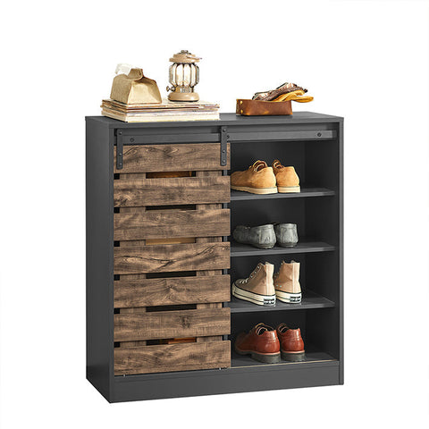 Rootz Modern Sideboard with Sliding Door - Dresser - Shoe Cabinet - Versatile Storage - Adjustable Shelving - Durable PB Material - 80cm x 89cm x 35cm