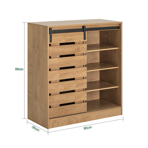 Rootz Modern Sideboard with Sliding Door - Dresser - Shoe Cabinet - Versatile Storage - Easy Assembly - Durable PB and MDF Materials - 80cm x 89cm x 35cm