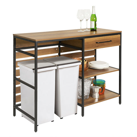Rootz Dresser Kitchen Island - Hall Closet - Kitchen Cabinet - Spacious Storage - Sturdy Metal Frame - Adjustable Feet - 120cm x 90cm x 45cm
