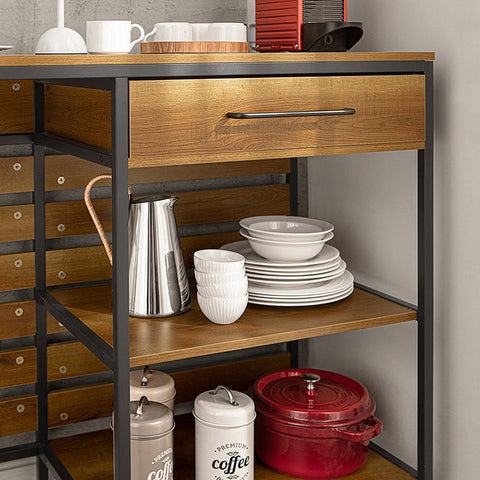 Rootz Dresser Kitchen Island - Hall Closet - Kitchen Cabinet - Spacious Storage - Sturdy Metal Frame - Adjustable Feet - 120cm x 90cm x 45cm