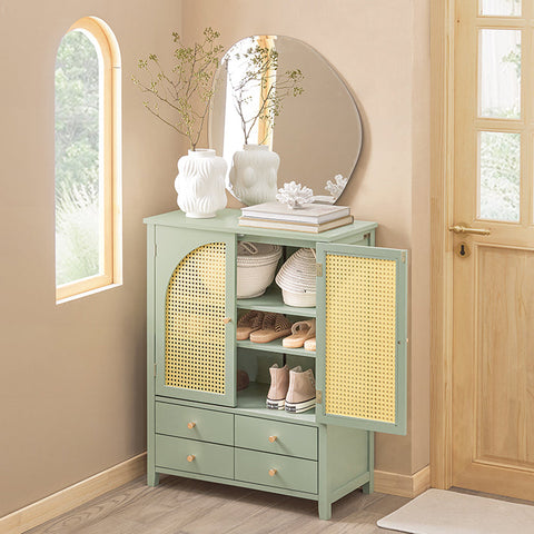 Rootz Modern Shoe Cabinet Sideboard - Hall Closet - Dresser - MDF Material - Air Permeable Grid Doors - Adjustable Shelves - Spacious Storage - 70cm x 90cm x 34cm