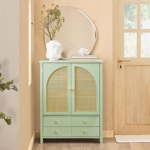 Rootz Modern Shoe Cabinet Sideboard - Hall Closet - Dresser - MDF Material - Air Permeable Grid Doors - Adjustable Shelves - Spacious Storage - 70cm x 90cm x 34cm