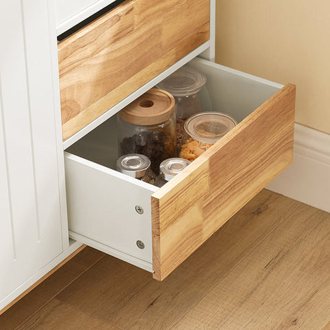 Rootz Kitchen Cabinet Sideboard - Hall Closet - Dresser - TV Cabinet - Adjustable Shelves - Wall Anchor Safety - Spacious Storage - MDF & Rubber Wood - 120cm x 90cm x 40cm