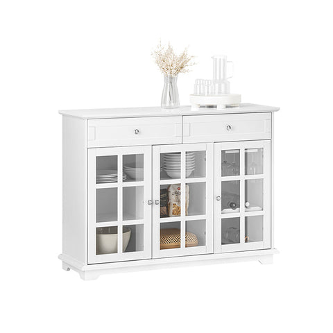 Rootz Wooden Kitchen Cabinet - Pantry Cupboard - Storage Unit - MDF & Rubber Wood - Wine Glass Holders - 119cm x 90cm x 40cm