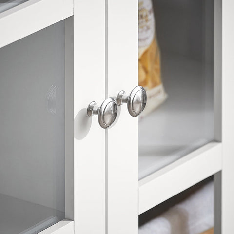 Rootz Wooden Kitchen Cabinet - Pantry Cupboard - Storage Unit - MDF & Rubber Wood - Wine Glass Holders - 119cm x 90cm x 40cm