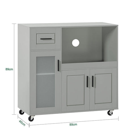 Rootz Kitchen Cabinet Sideboard - Hall Closet - Kitchen Trolley - MDF Construction - Adjustable Shelf - Mobile Design - 89cm x 89cm x 40cm