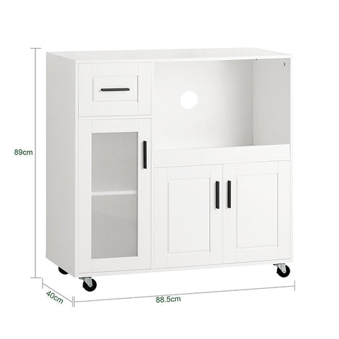 Rootz Microwave Kitchen Cabinet - Storage Cupboard - Pantry Organizer - MDF - Adjustable Shelf - 88.5cm x 89cm x 40cm