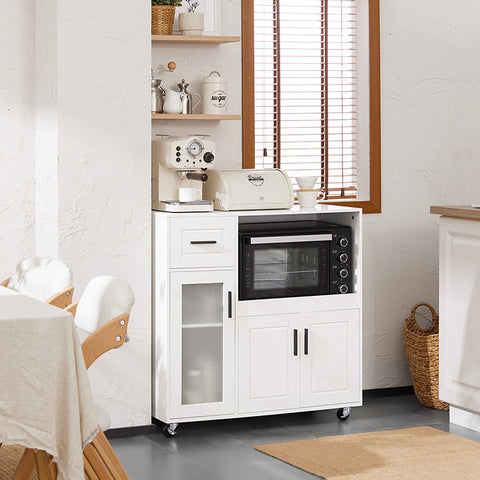 Rootz Microwave Kitchen Cabinet - Storage Cupboard - Pantry Organizer - MDF - Adjustable Shelf - 88.5cm x 89cm x 40cm