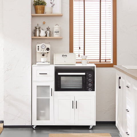 Rootz Microwave Kitchen Cabinet - Storage Cupboard - Pantry Organizer - MDF - Adjustable Shelf - 88.5cm x 89cm x 40cm