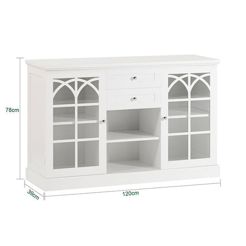 Rootz Kitchen Cabinet Sideboard - Hall Closet - Dresser - MDF and Glass Construction - Spacious Storage - Dust-Free Display - Easy Assembly - 120cm x 78cm x 39cm
