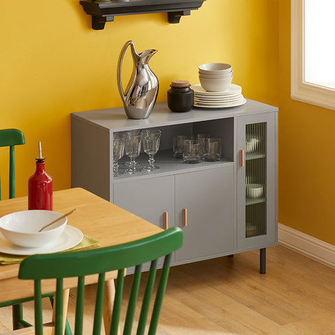 Rootz Modern Kitchen Cabinet - Sideboard - Hall Closet - Dresser - MDF and Metal Construction - Adjustable Shelves - Anti-Tip Design - 80cm x 75cm x 35cm