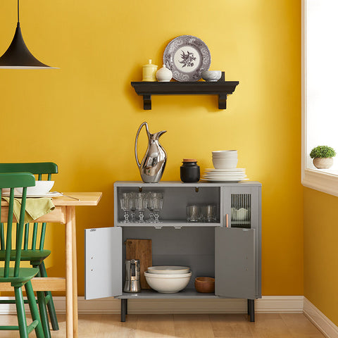 Rootz Modern Kitchen Cabinet - Sideboard - Hall Closet - Dresser - MDF and Metal Construction - Adjustable Shelves - Anti-Tip Design - 80cm x 75cm x 35cm