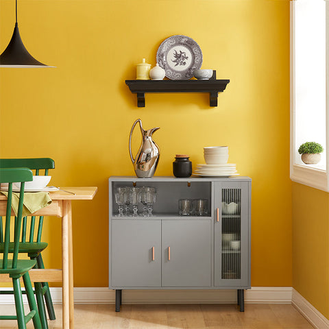 Rootz Modern Kitchen Cabinet - Sideboard - Hall Closet - Dresser - MDF and Metal Construction - Adjustable Shelves - Anti-Tip Design - 80cm x 75cm x 35cm