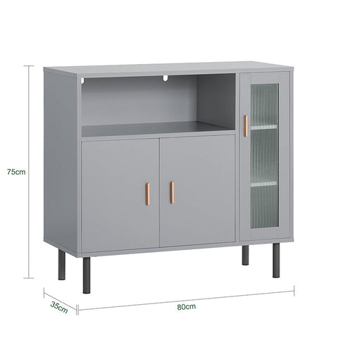 Rootz Modern Kitchen Cabinet - Sideboard - Hall Closet - Dresser - MDF and Metal Construction - Adjustable Shelves - Anti-Tip Design - 80cm x 75cm x 35cm