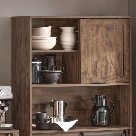 Rootz Sideboard with Sliding Doors - Dresser - Kitchen Cabinet - Adjustable Shelves - Wire Management - Versatile Storage - Dark Brown - 80cm x 170cm x 34cm
