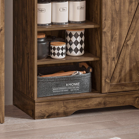 Rootz Sideboard with Sliding Doors - Dresser - Kitchen Cabinet - Adjustable Shelves - Wire Management - Versatile Storage - Dark Brown - 80cm x 170cm x 34cm