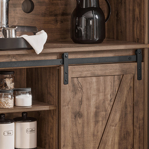 Rootz Sideboard with Sliding Doors - Dresser - Kitchen Cabinet - Adjustable Shelves - Wire Management - Versatile Storage - Dark Brown - 80cm x 170cm x 34cm
