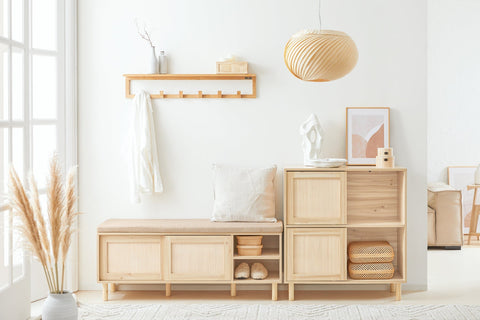 Rootz Shoe Cabinet with Sliding Doors - Storage Organizer - Shoe Rack - Bamboo and Wood - Mold and Mildew Resistant - 80cm x 87cm x 35cm