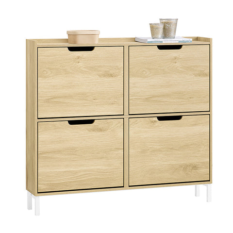Rootz Shoe Storage Cabinet - Shoe Rack - Entryway Organizer - Stability & Space - MDF/Metal - 100cm x 90cm x 19cm