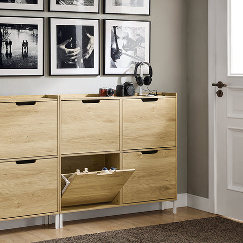 Rootz Shoe Storage Cabinet - Shoe Rack - Entryway Organizer - Stability & Space - MDF/Metal - 100cm x 90cm x 19cm