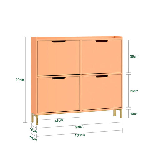 Rootz Shoe Cabinet - Footwear Organizer - Storage Unit - Compact Design - Steel Frame - 100x90x19cm for Stability & Convenience