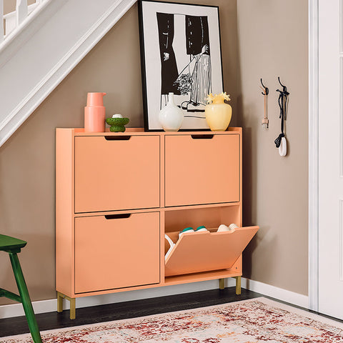 Rootz Shoe Cabinet - Footwear Organizer - Storage Unit - Compact Design - Steel Frame - 100x90x19cm for Stability & Convenience