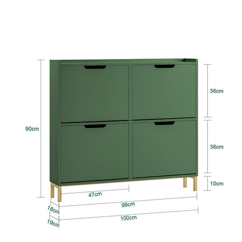 Rootz Shoe Storage Cabinet - Shoe Organizer - Shoe Rack - Space-Saving Design - 100x90x19cm
