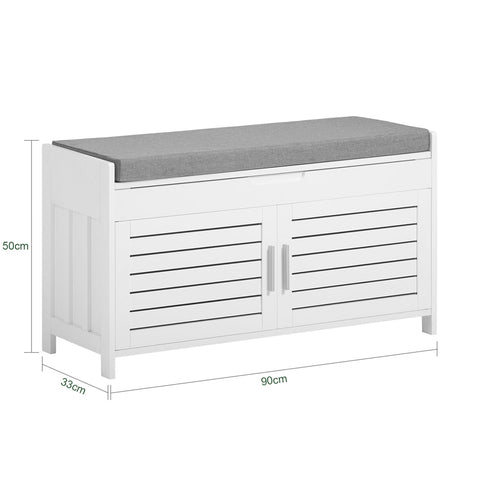 Rootz Shoe Storage Bench - Entryway Bench - Hallway Organizer - Adjustable Shelves - Extra Seating - Compact Design - 90cm x 50cm x 33cm