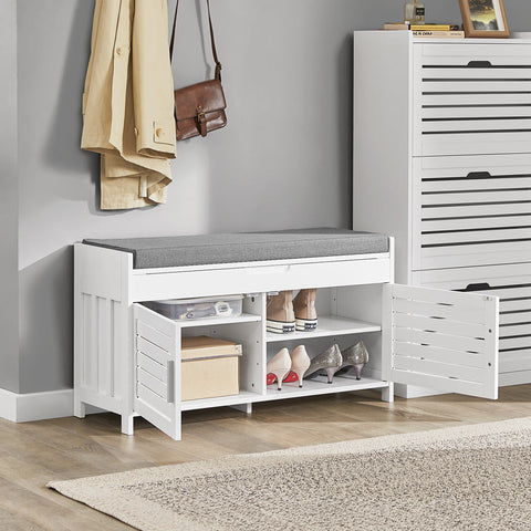 Rootz Shoe Storage Bench - Entryway Bench - Hallway Organizer - Adjustable Shelves - Extra Seating - Compact Design - 90cm x 50cm x 33cm