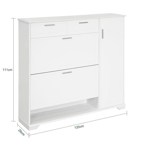 Rootz Shoe Cabinet Tipper - Shoe Storage - Shoe Organizer - Compact Design - Versatile Storage - Durable MDF & PB Material - 120cm x 111cm x 26cm