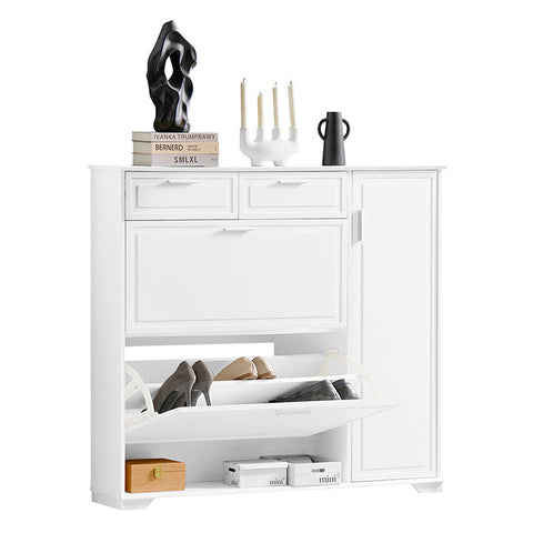 Rootz Shoe Cabinet Tipper - Shoe Storage - Shoe Organizer - Compact Design - Versatile Storage - Durable MDF & PB Material - 120cm x 111cm x 26cm