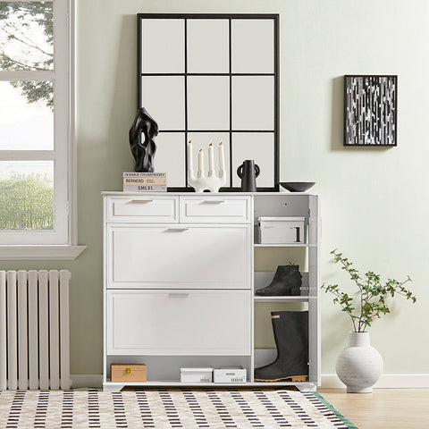 Rootz Shoe Cabinet Tipper - Shoe Storage - Shoe Organizer - Compact Design - Versatile Storage - Durable MDF & PB Material - 120cm x 111cm x 26cm