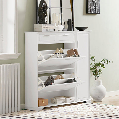 Rootz Shoe Cabinet Tipper - Shoe Storage - Shoe Organizer - Compact Design - Versatile Storage - Durable MDF & PB Material - 120cm x 111cm x 26cm