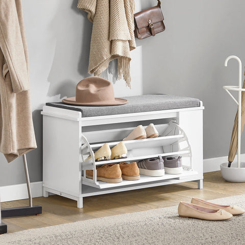 Rootz Shoe Cabinet with Bench - Shoe Organizer - Storage Bench - Comfortable Seating - Versatile Storage - Durable MDF and Metal Construction - 82cm x 53cm x 46cm