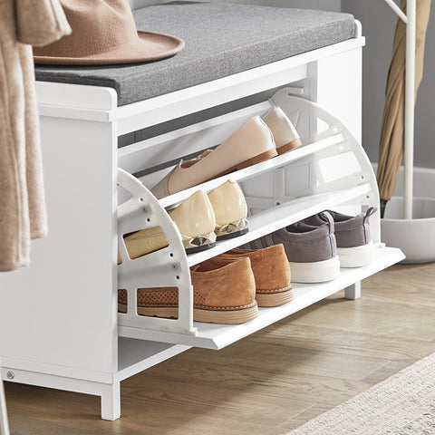 Rootz Shoe Cabinet with Bench - Shoe Organizer - Storage Bench - Comfortable Seating - Versatile Storage - Durable MDF and Metal Construction - 82cm x 53cm x 46cm