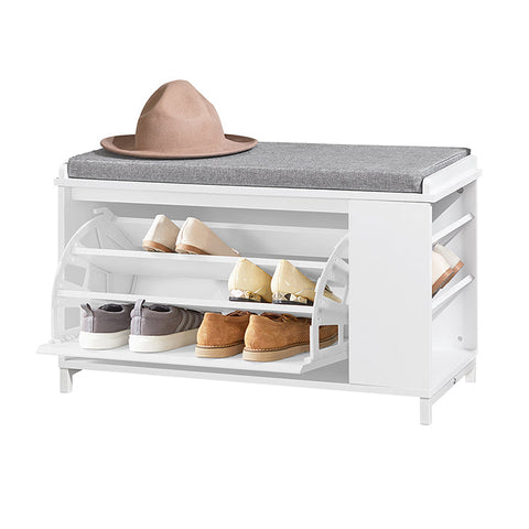 Rootz Shoe Cabinet with Bench - Shoe Organizer - Storage Bench - Comfortable Seating - Versatile Storage - Durable MDF and Metal Construction - 82cm x 53cm x 46cm